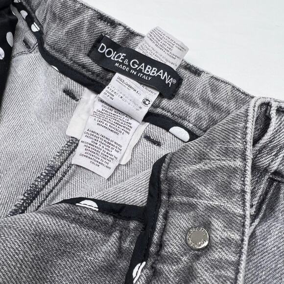 Dolce & Gabbana High Waisted Grey Denim Jean Shorts, Size 24" (MSRP $795) - Picture 5 of 8